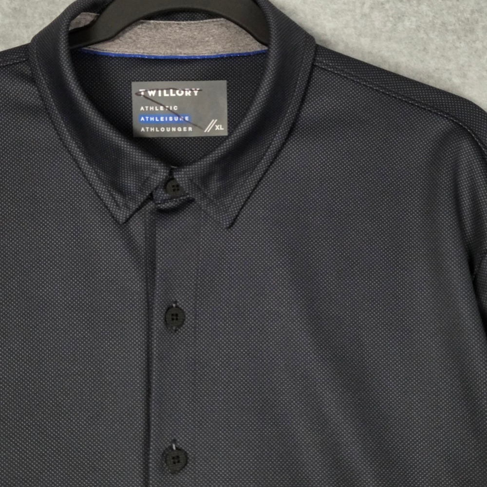 Twillory Men XL Athlounger Long Sleeve Button Up Shirt Charcoal Gray Performance